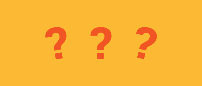 3 orange question marks on yellow background