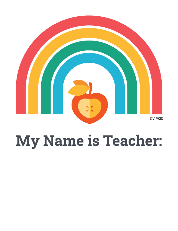 teacher name sign with rainbow