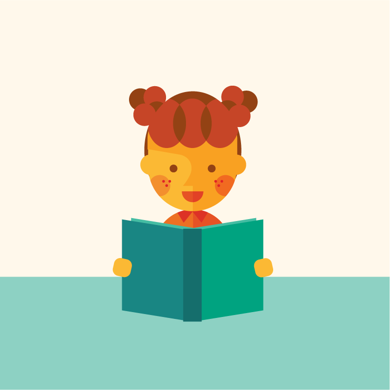 illustration of a girl reading a book